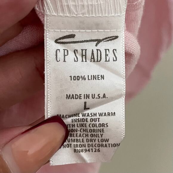 CP Shades Dress Womens Large Pink 100% Linen Mini Tunic Pockets Lagenlook Beach - Picture 10 of 13
